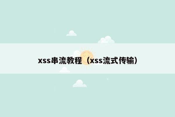 xss串流教程（xss流式传输）