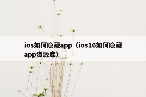 ios如何隐藏app（ios16如何隐藏app资源库）