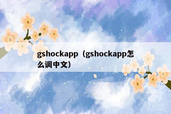 gshockapp（gshockapp怎么调中文）
